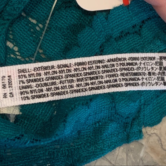 People Galloon Lace Racerback Bralette XS Small Wireless Soft Green - Picture 8 of 8